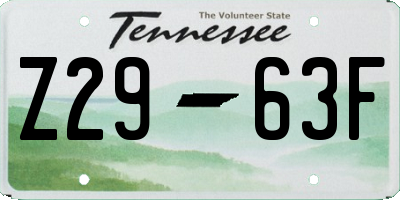 TN license plate Z2963F