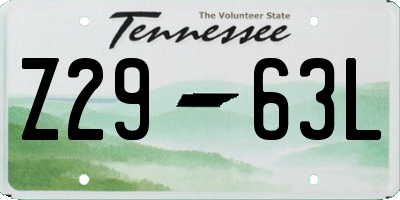 TN license plate Z2963L