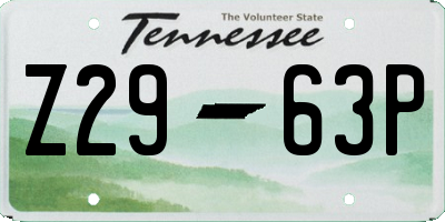 TN license plate Z2963P