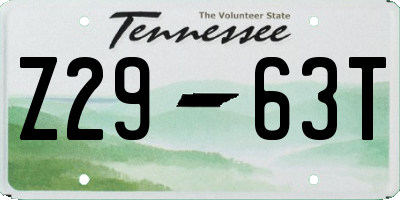 TN license plate Z2963T