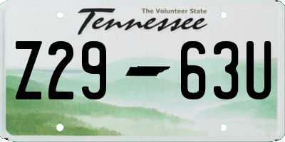 TN license plate Z2963U