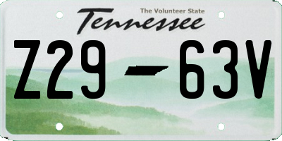 TN license plate Z2963V