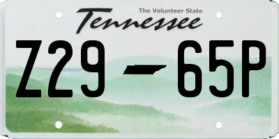 TN license plate Z2965P