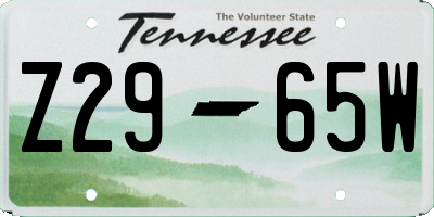 TN license plate Z2965W