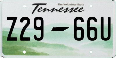 TN license plate Z2966U