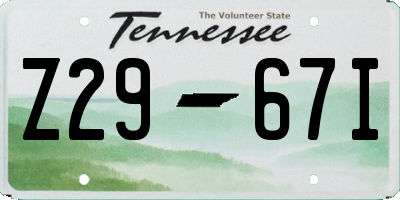 TN license plate Z2967I