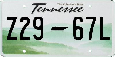 TN license plate Z2967L