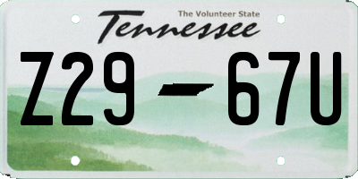 TN license plate Z2967U