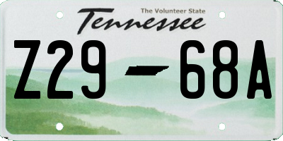 TN license plate Z2968A