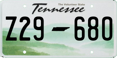 TN license plate Z2968O