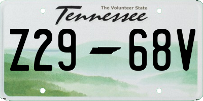 TN license plate Z2968V