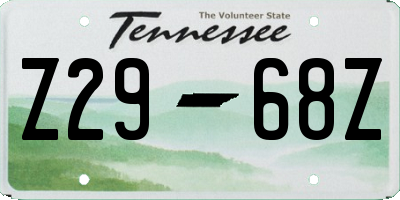 TN license plate Z2968Z