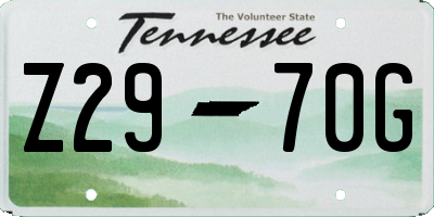 TN license plate Z2970G