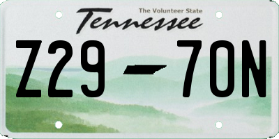 TN license plate Z2970N
