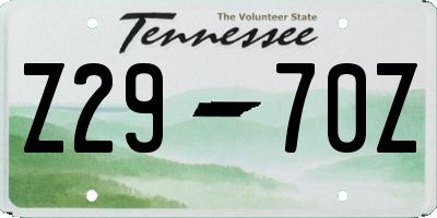TN license plate Z2970Z