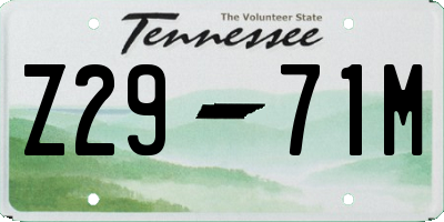 TN license plate Z2971M