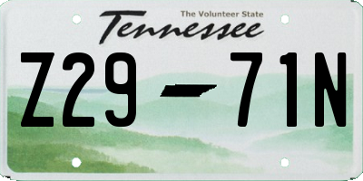 TN license plate Z2971N