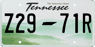 TN license plate Z2971R