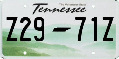 TN license plate Z2971Z