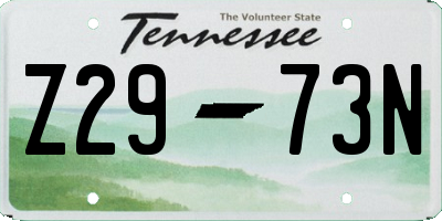 TN license plate Z2973N