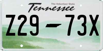 TN license plate Z2973X