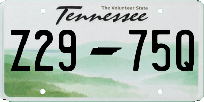 TN license plate Z2975Q