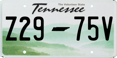 TN license plate Z2975V