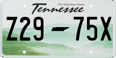 TN license plate Z2975X