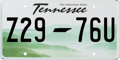 TN license plate Z2976U