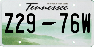TN license plate Z2976W