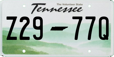 TN license plate Z2977Q