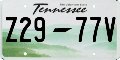 TN license plate Z2977V