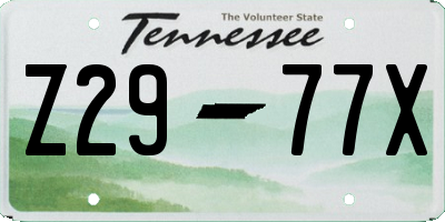 TN license plate Z2977X
