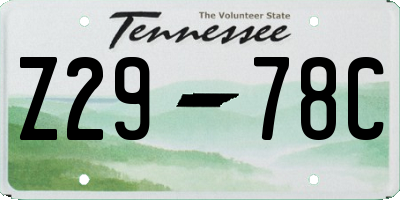 TN license plate Z2978C