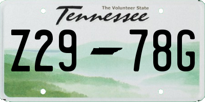 TN license plate Z2978G