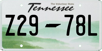 TN license plate Z2978L