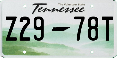 TN license plate Z2978T