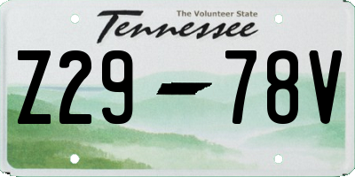 TN license plate Z2978V