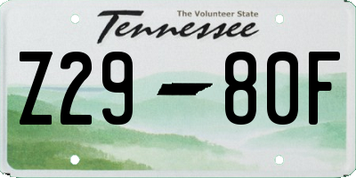 TN license plate Z2980F