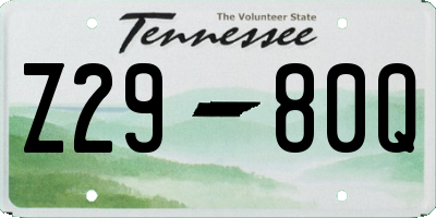 TN license plate Z2980Q