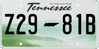 TN license plate Z2981B