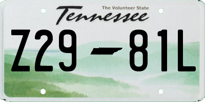 TN license plate Z2981L