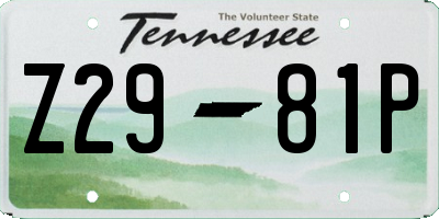 TN license plate Z2981P