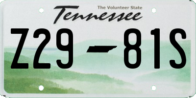 TN license plate Z2981S