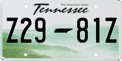 TN license plate Z2981Z