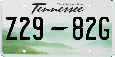 TN license plate Z2982G