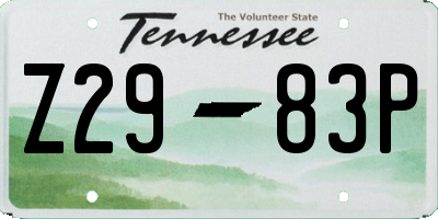 TN license plate Z2983P