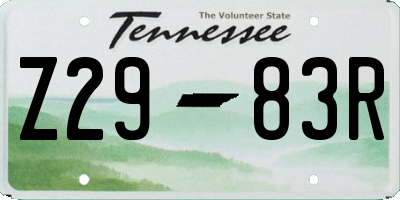 TN license plate Z2983R