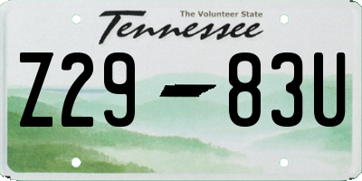 TN license plate Z2983U