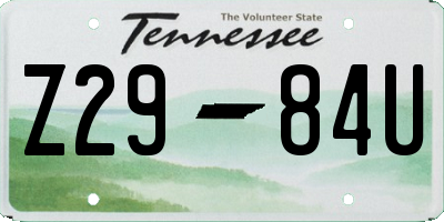 TN license plate Z2984U